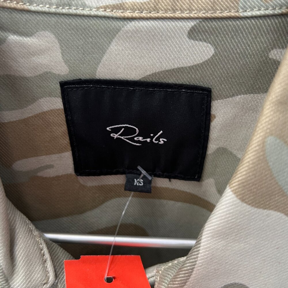 $198 Rails Green Lightsage Steffi Camouflage Cropped Cotton Jacket size XS - Picture 7 of 9